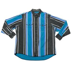 Vintage Wrangler Brushpopper Shirt Men’s 18-36 Stripe Button Down X Long Tails